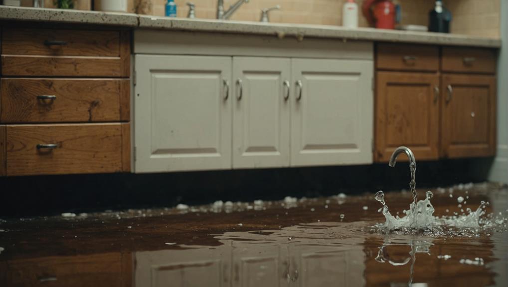 Water damage restoration technician extracting standing water from a Fayetteville, NC home using truck-mounted equipment